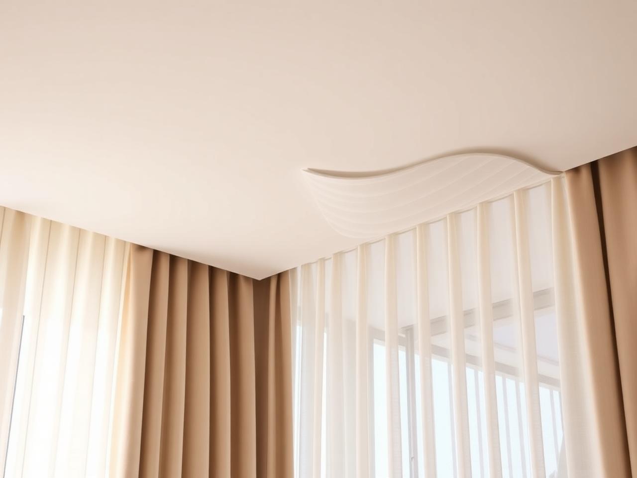 Wave curtain track close-up in a Dubai apartment