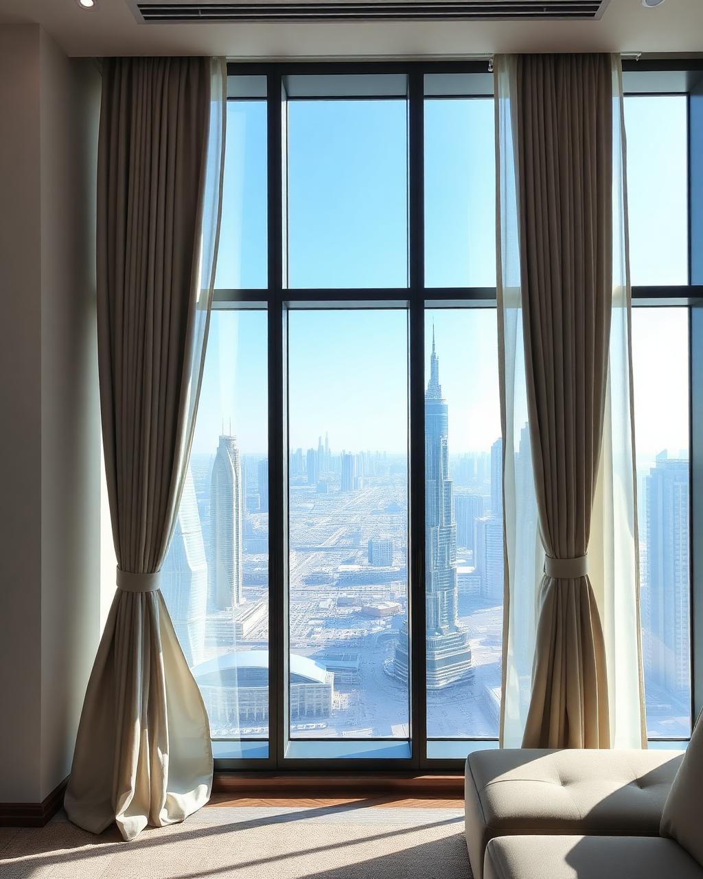Motorized curtains for luxury Dubai villa