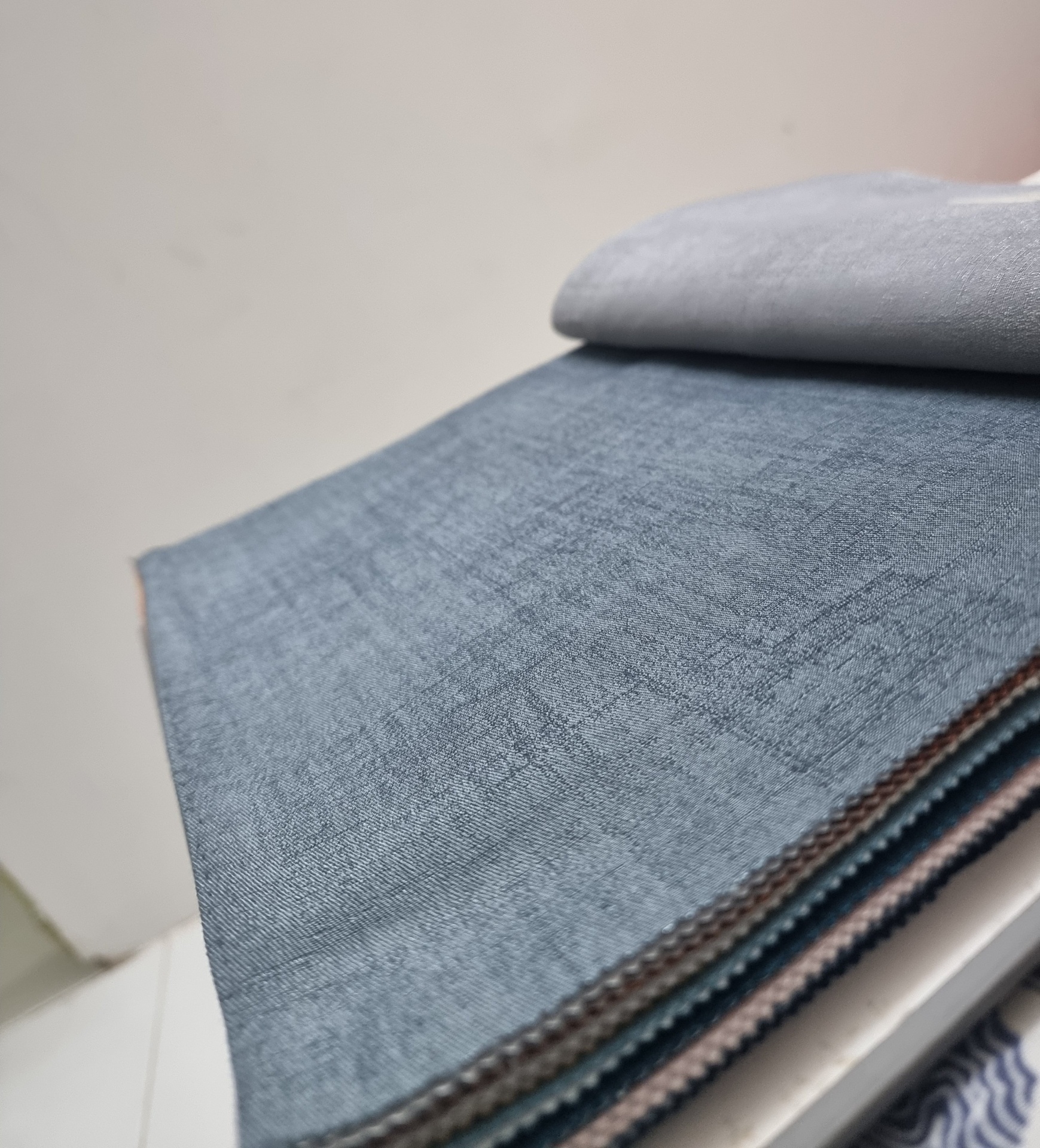 Blackout Collection — real fabric sample from our Dubai showroom